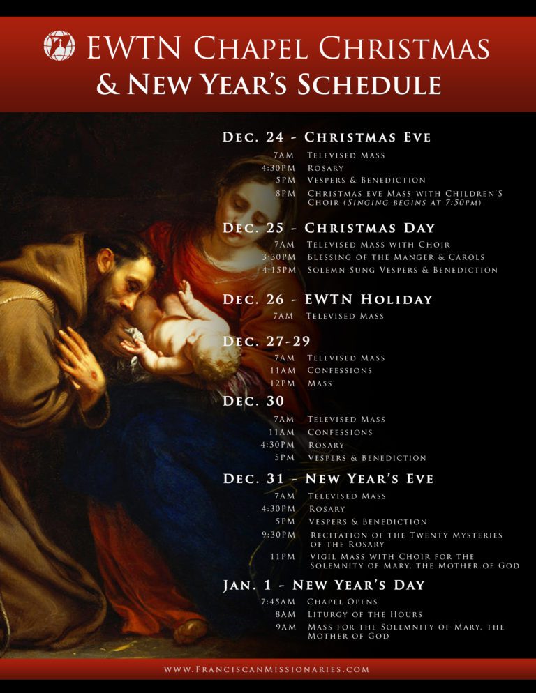 EWTN Chapel Christmas & New Year's Schedule MFVA Franciscan